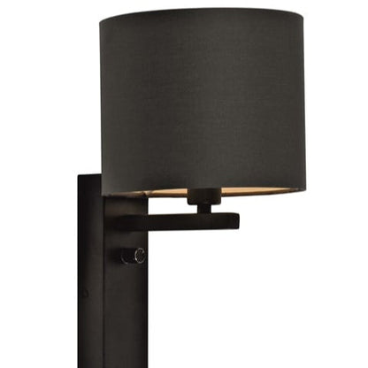 Applique Murale Florence avec Étagère et Lampe de Lecture Noire en Fer et Coton