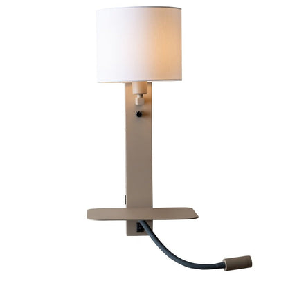 Applique Murale Florence avec Lampe de Lecture Sable et Blanc en Fer et Coton