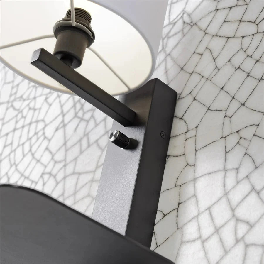 Applique Murale Florence avec USB et Étagère en Fer Noir et Coton