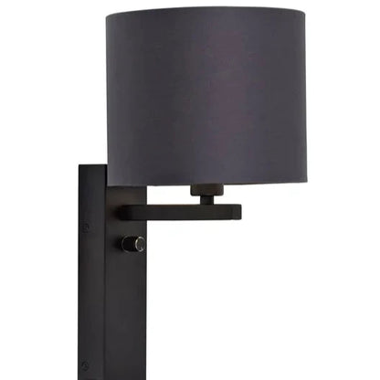 Applique Murale Florence avec USB et Étagère en Fer Noir et Coton