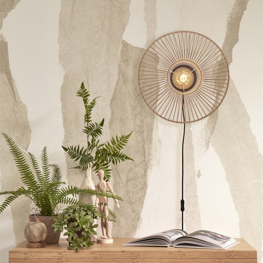 Applique Murale Hokkaido Bambou Naturel Ronde 25 cm