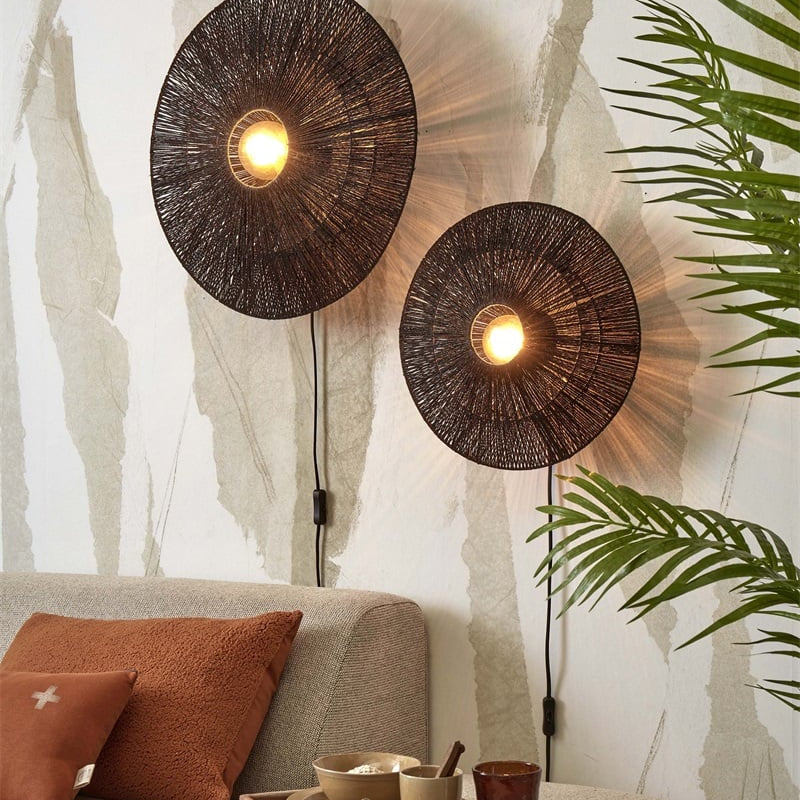 Applique Murale Iguazu Soleil Jute Noir 40 cm