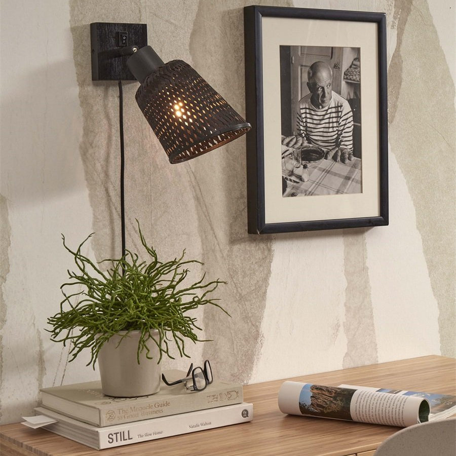 Applique Murale Orientable Java Bambou Noir 15 cm