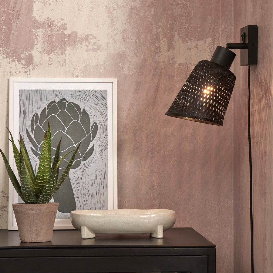 Applique Murale Orientable Java Bambou Noir 15 cm