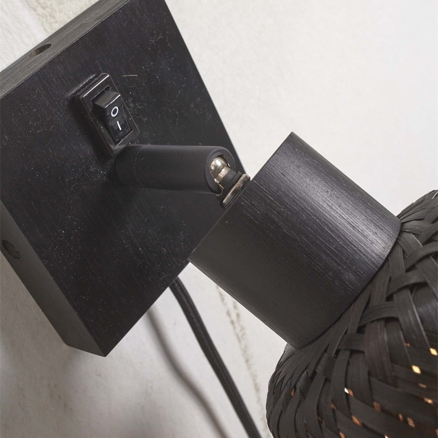 Applique Murale Orientable Java Bambou Noir 15 cm