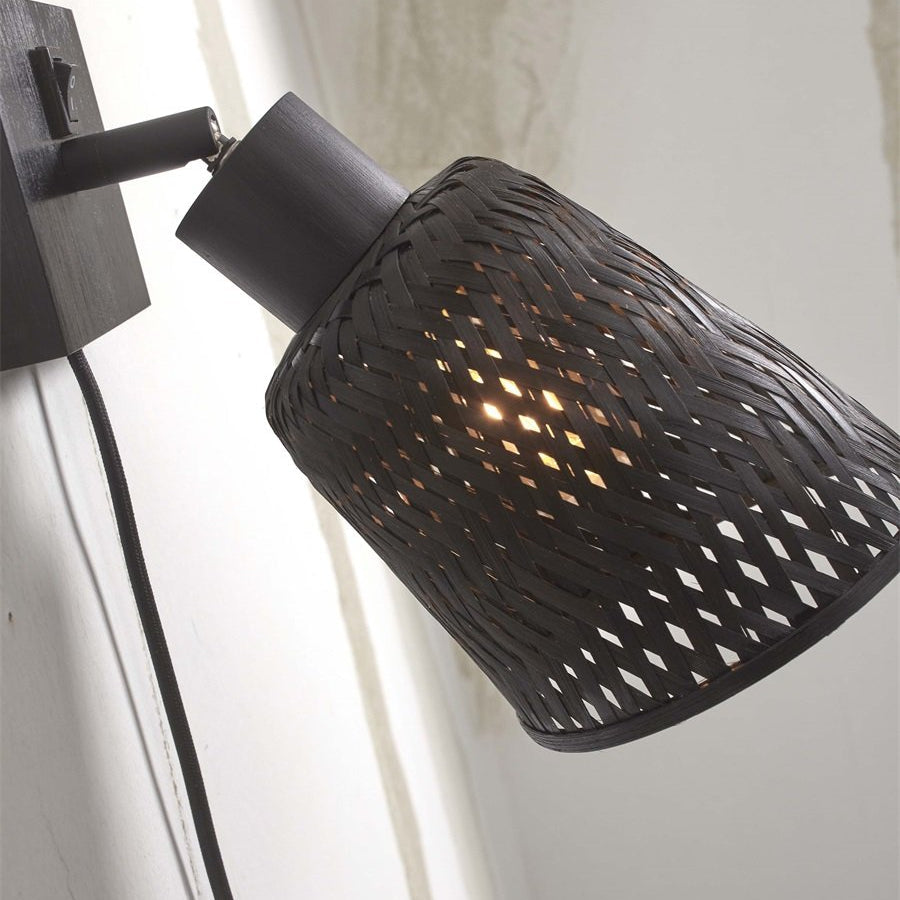 Applique Murale Orientable Java Bambou Noir 15 cm
