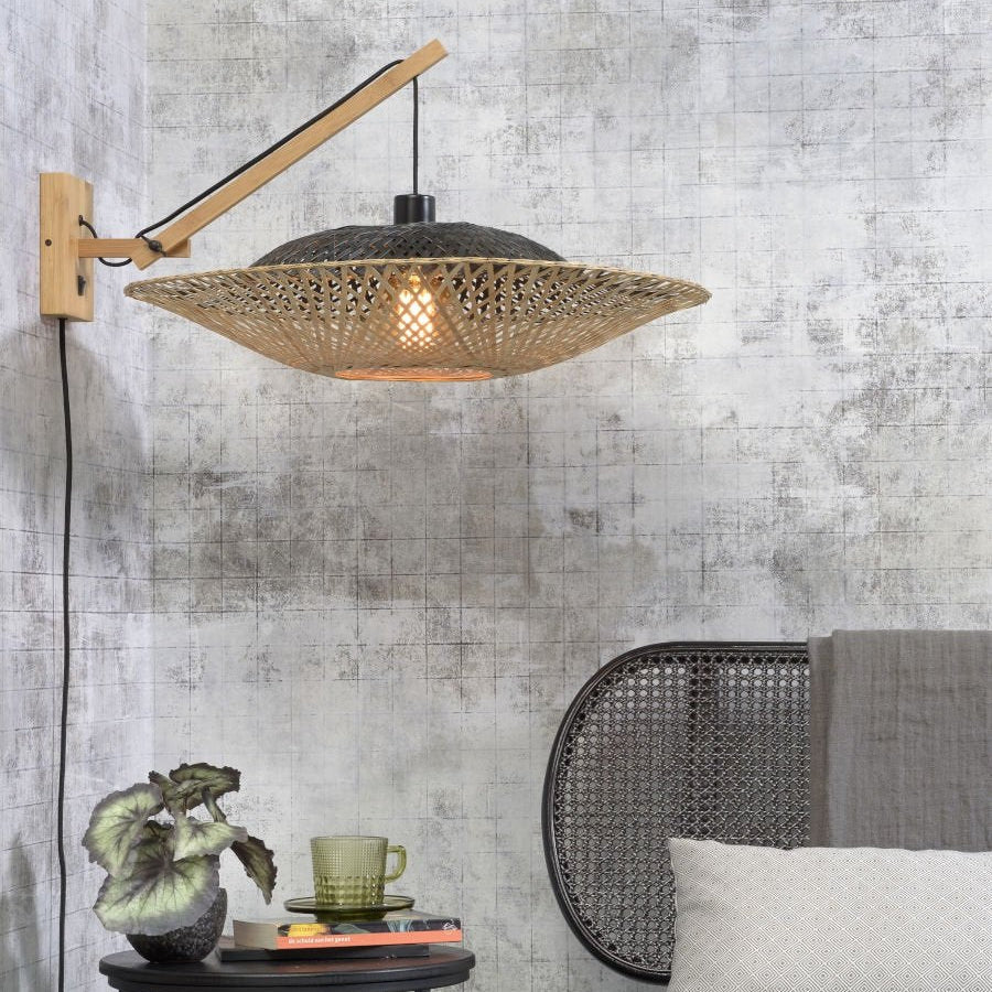 Applique Murale Kalimantan Bambou Tressé Noir et Naturel 72 cm
