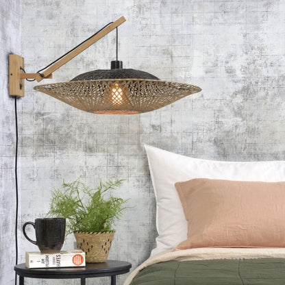 Applique Murale Kalimantan Bambou Tressé Noir et Naturel 72 cm