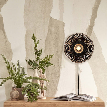 Applique Murale Kalimantan Bambou Tressé Noir 30 cm