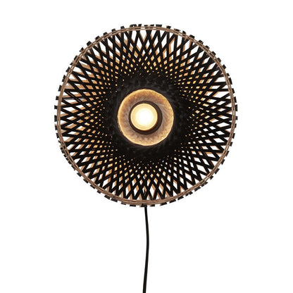 Applique Murale Kalimantan Bambou Tressé Noir 30 cm