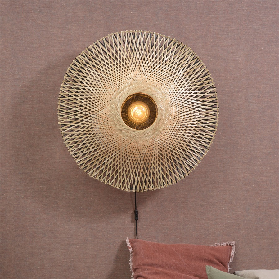 Applique Murale Kalimantan Bambou Tressé Naturel et Noir 87 cm