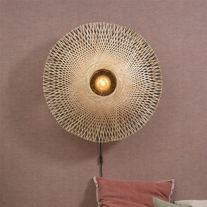 Applique Murale Kalimantan Bambou Tressé Naturel et Noir 87 cm