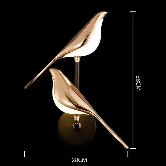 Applique Murale LED Dorée Oiseaux