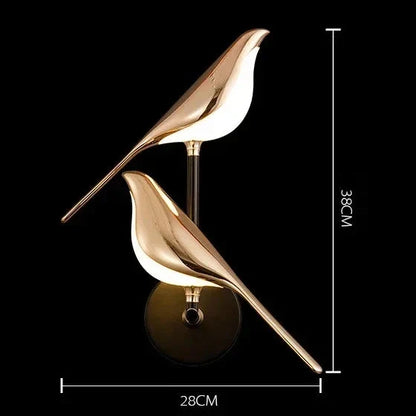 Applique Murale LED Dorée Oiseaux