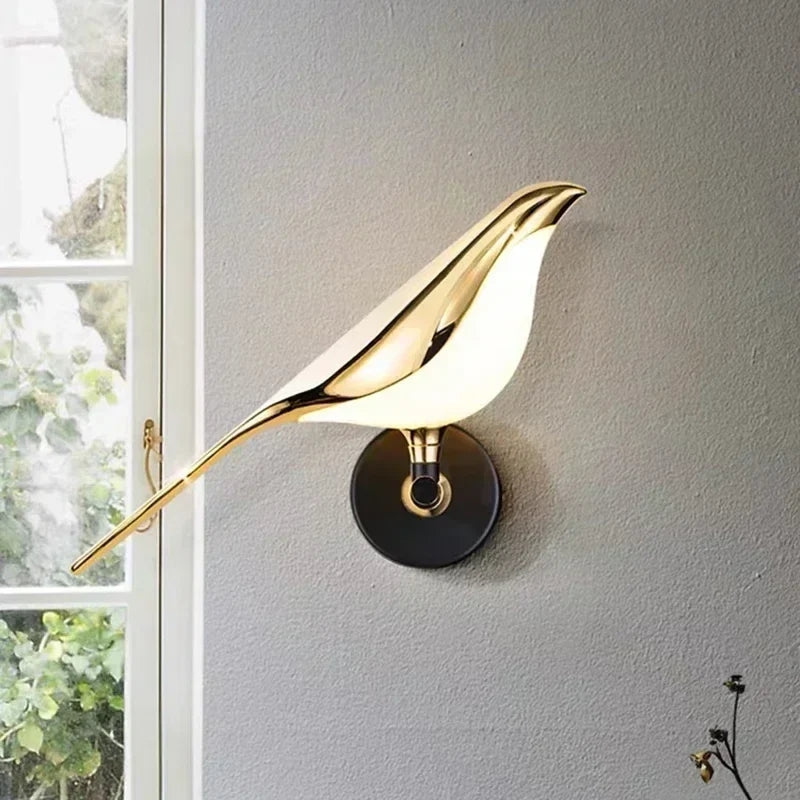 Applique Murale LED Dorée Oiseaux
