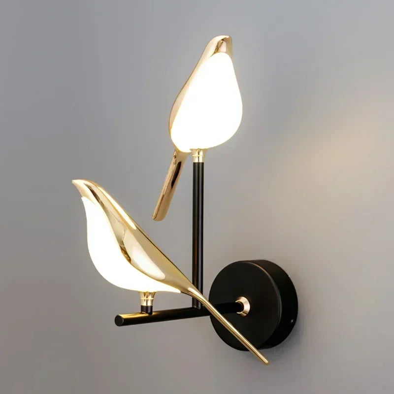 Applique Murale LED Dorée Oiseaux