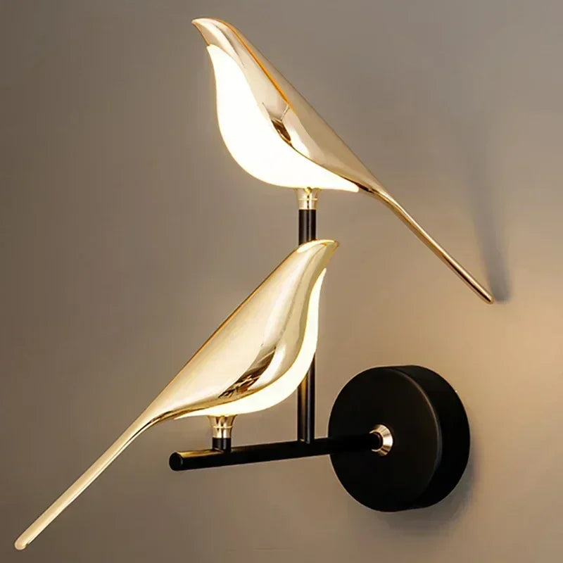 Applique Murale LED Dorée Oiseaux