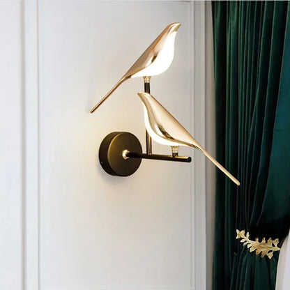 Applique Murale LED Dorée Oiseaux