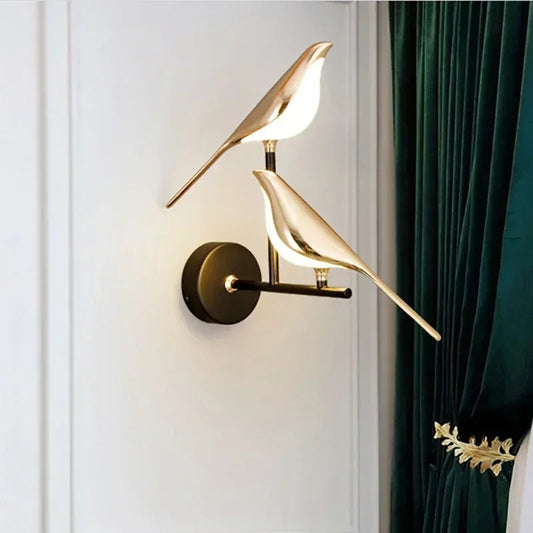 Applique Murale LED Dorée Oiseaux