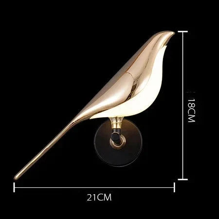 Applique Murale LED Dorée Oiseaux