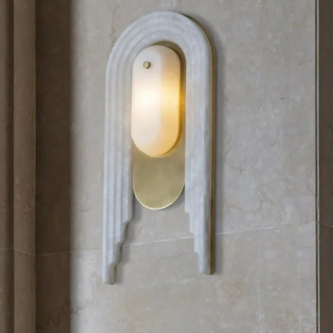 Applique Murale en Marbre et Cuivre Doré, Arche Moderne