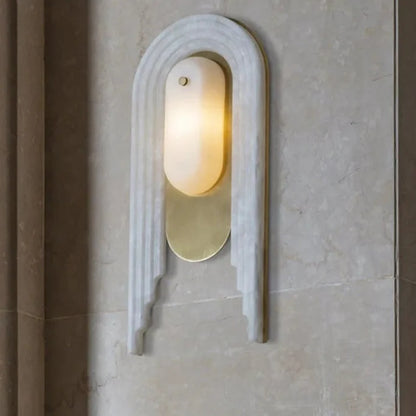 Applique Murale en Marbre et Cuivre Doré, Arche Moderne