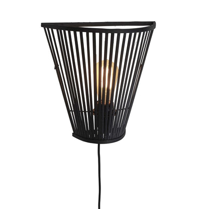 Applique Murale Merapi Bambou Tressé Noir 30 cm