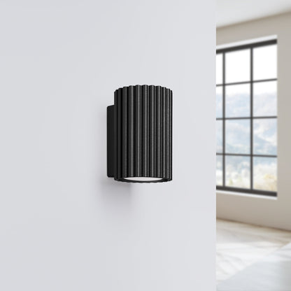Applique Murale Oslo 10 cm en Aluminium Cannelé Noir