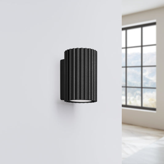 Applique Murale Oslo 10 cm en Aluminium Cannelé Noir