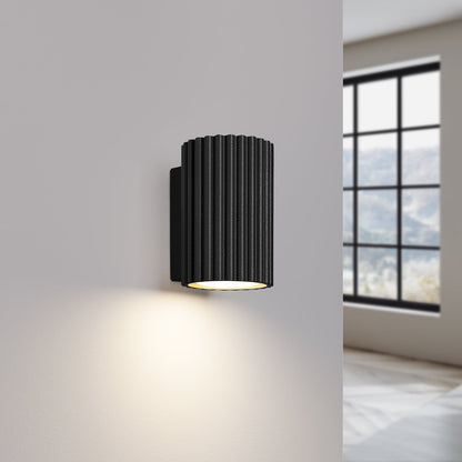 Applique Murale Oslo 10 cm en Aluminium Cannelé Noir