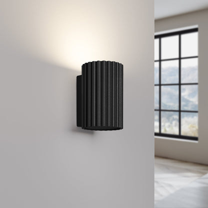 Applique Murale Oslo 10 cm en Aluminium Cannelé Noir