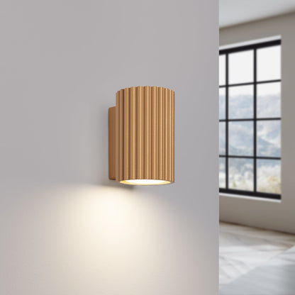 Applique Murale Oslo 10 cm en Aluminium Cannelé Or