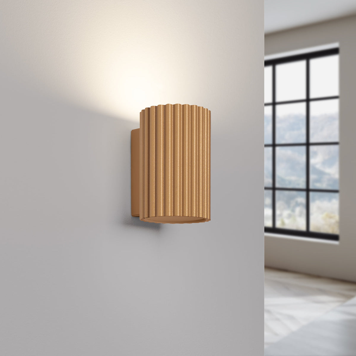 Applique Murale Oslo 10 cm en Aluminium Cannelé Or