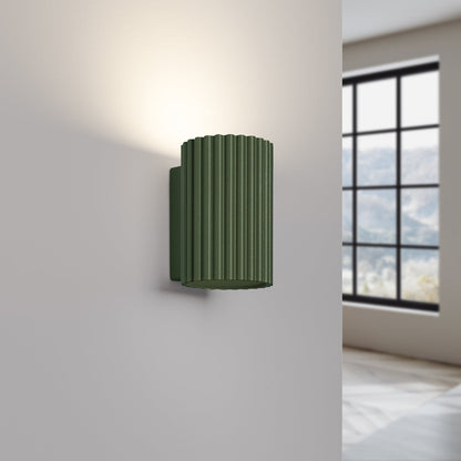 Applique Murale Oslo 10 cm en Aluminium Cannelé Vert Olive