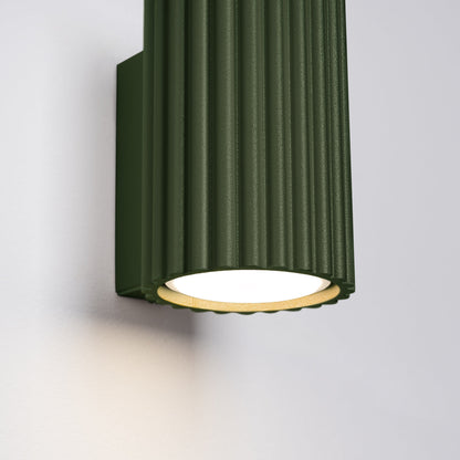 Applique Murale Oslo 10 cm en Aluminium Cannelé Vert Olive