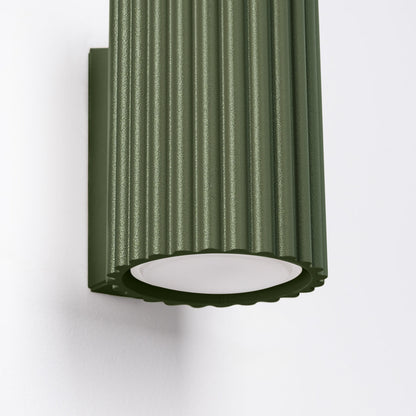 Applique Murale Oslo 10 cm en Aluminium Cannelé Vert Olive