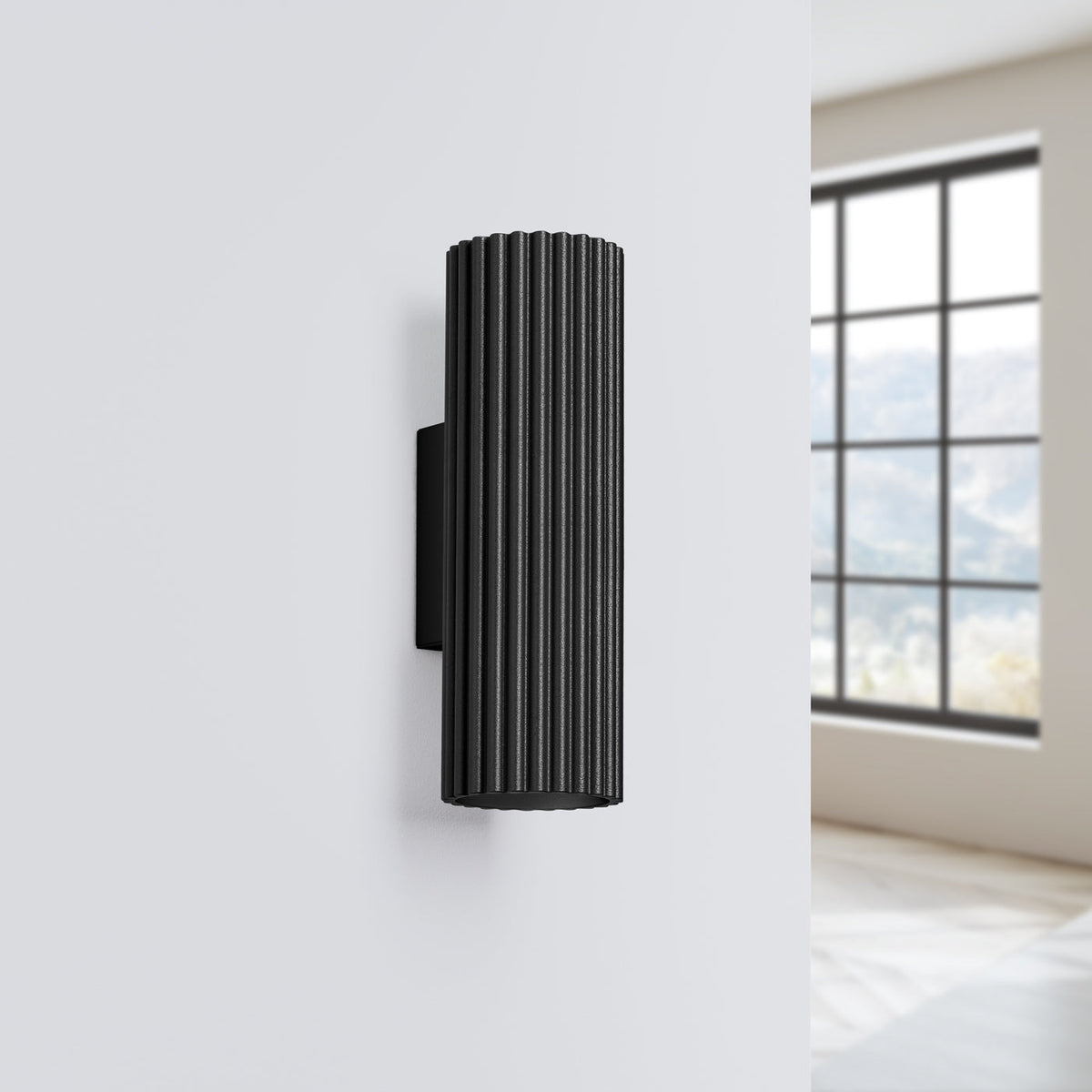 Applique Murale Oslo 20 cm en Aluminium Cannelé Noir