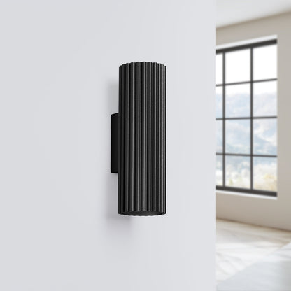 Applique Murale Oslo 20 cm en Aluminium Cannelé Noir