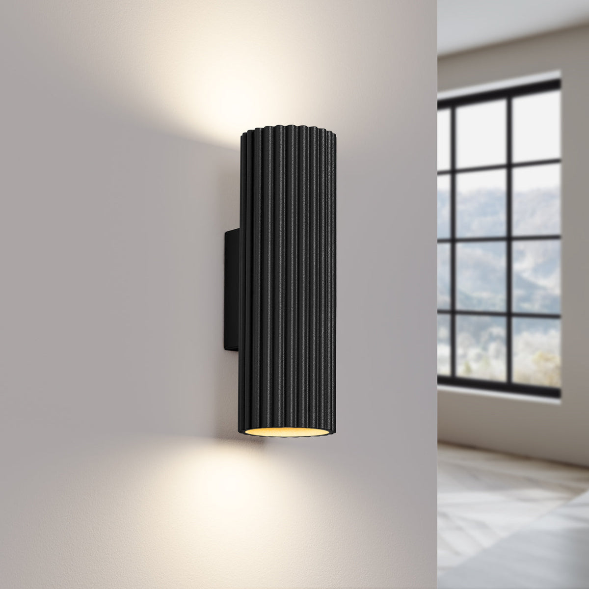 Applique Murale Oslo 20 cm en Aluminium Cannelé Noir