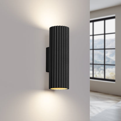 Applique Murale Oslo 20 cm en Aluminium Cannelé Noir