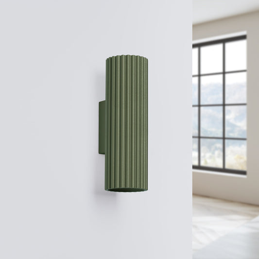 Applique Murale Oslo 20 cm en Aluminium Cannelé Vert Olive
