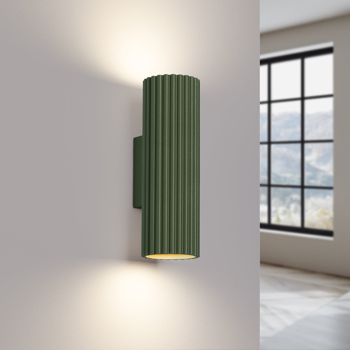 Applique Murale Oslo 20 cm en Aluminium Cannelé Vert Olive