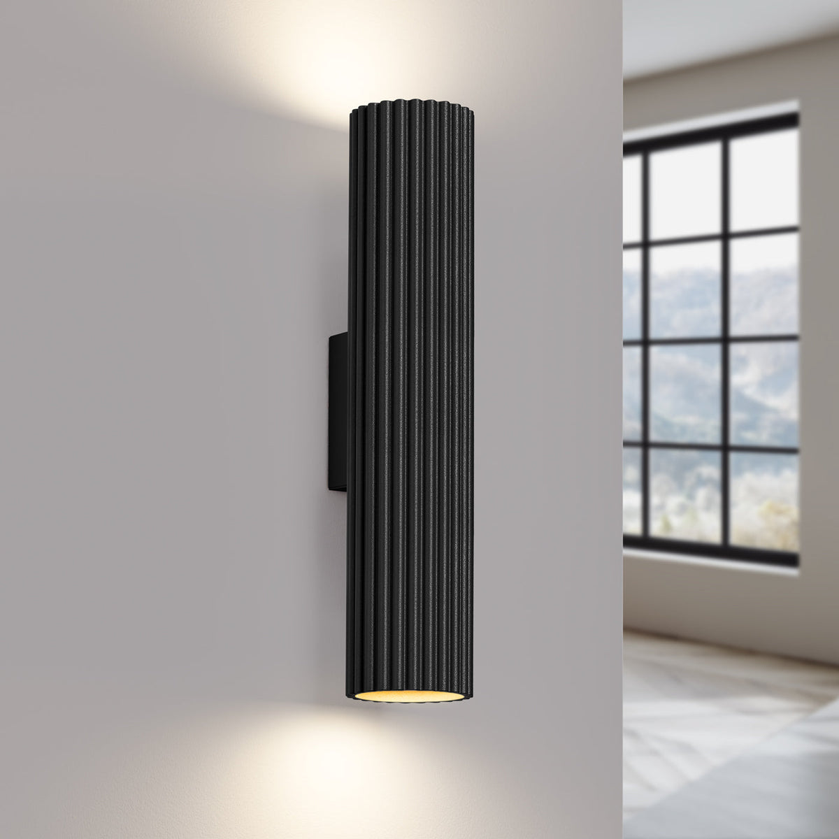 Applique Murale Oslo 30 cm en Aluminium Cannelé Noir