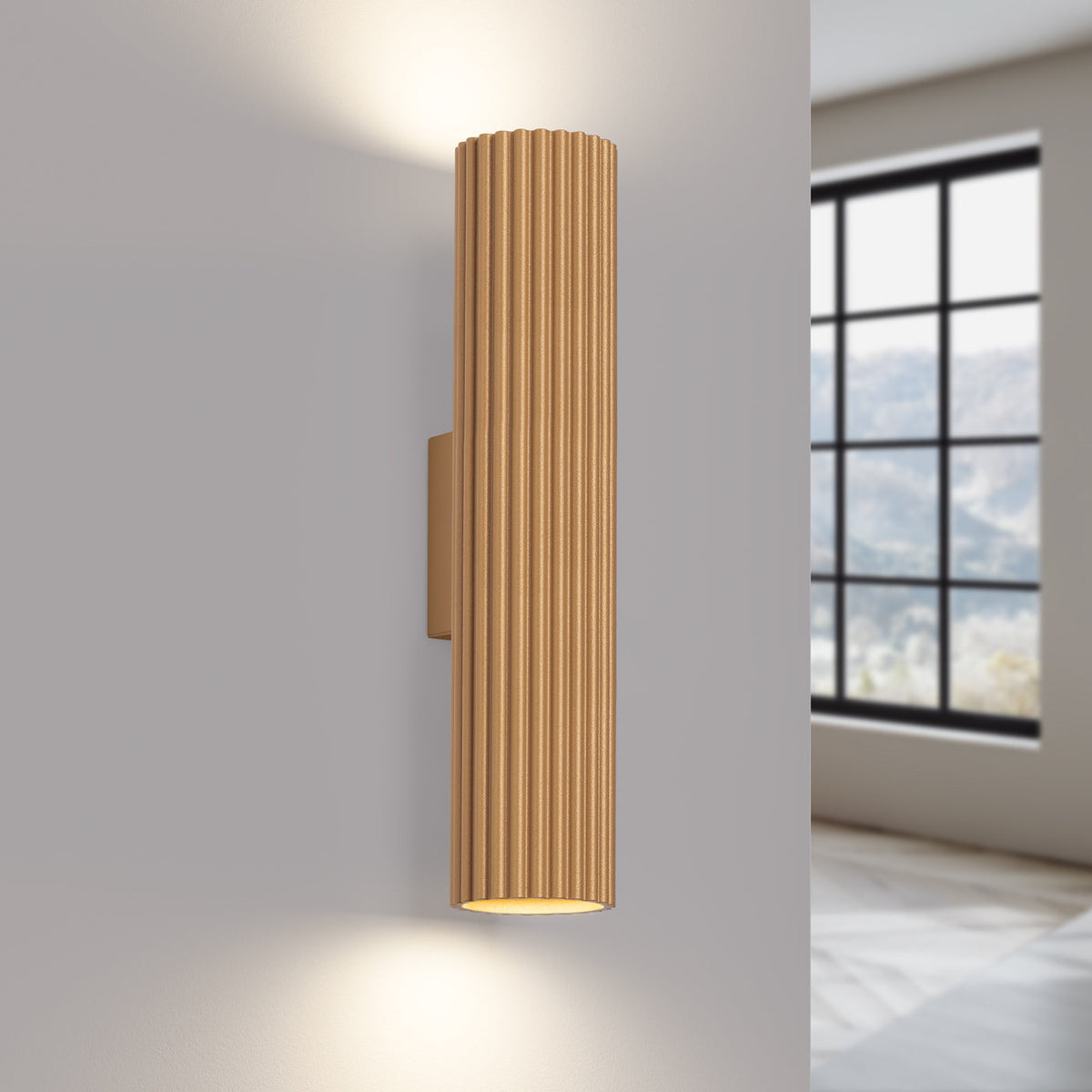 Applique Murale Oslo 30 cm en Aluminium Cannelé Or