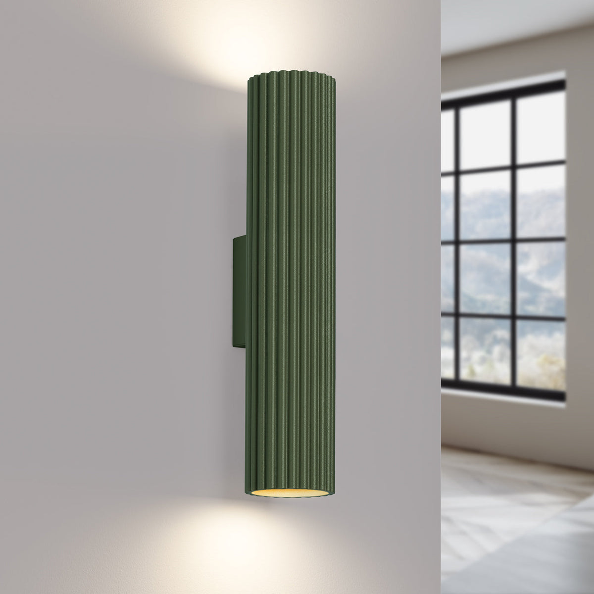 Applique Murale Oslo 30 cm en Aluminium Cannelé Vert Olive