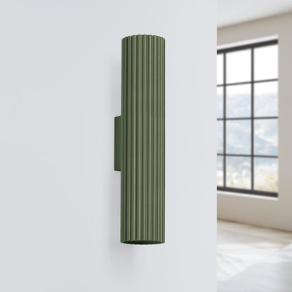 Applique Murale Oslo 30 cm en Aluminium Cannelé Vert Olive