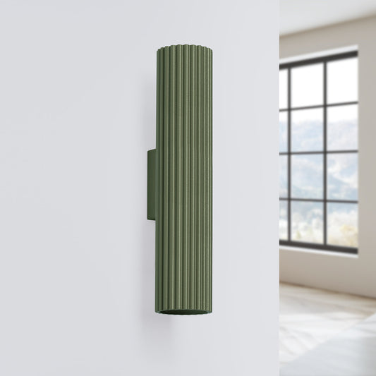 Applique Murale Oslo 30 cm en Aluminium Cannelé Vert Olive
