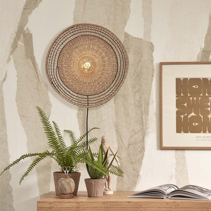 Applique Murale Pantanal Herbe de Mer Tressée Noir et Naturel 45 cm