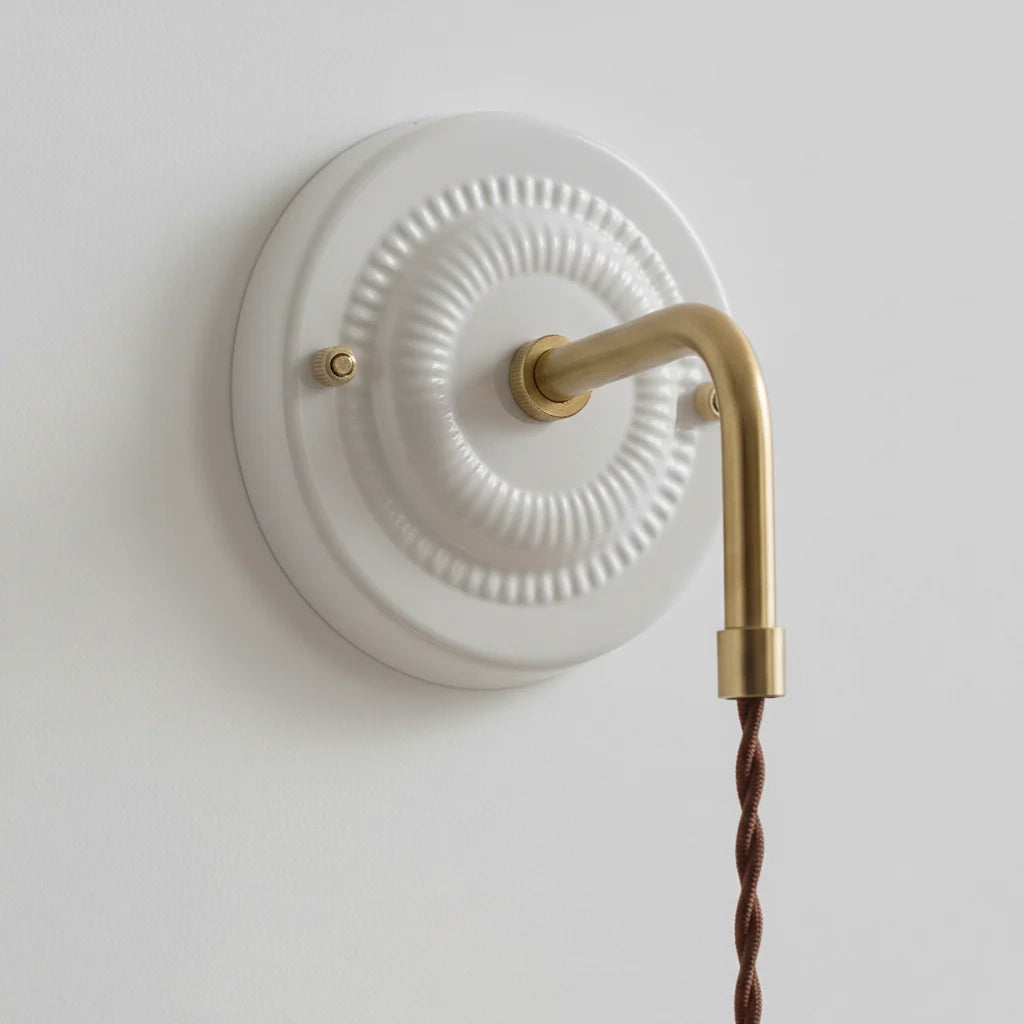 Applique Murale Céramique Plissée Suspendue, Bras Laiton