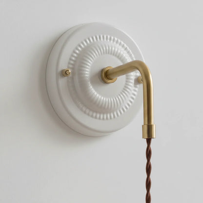 Applique Murale Céramique Plissée Suspendue, Bras Laiton